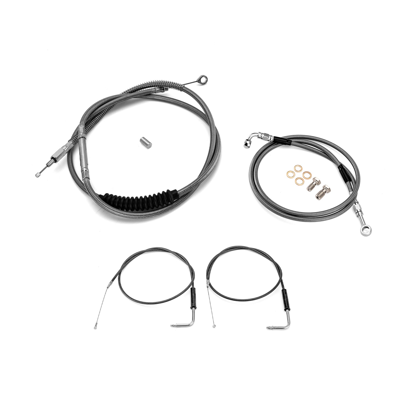 Non-ABS Hydraulic Brake Line&Clutch Cable&Throttle Cable Kit for Harley Sportster 883 Iron/Custom XL (for 16"-18" Handlebar w/Non-ABS)