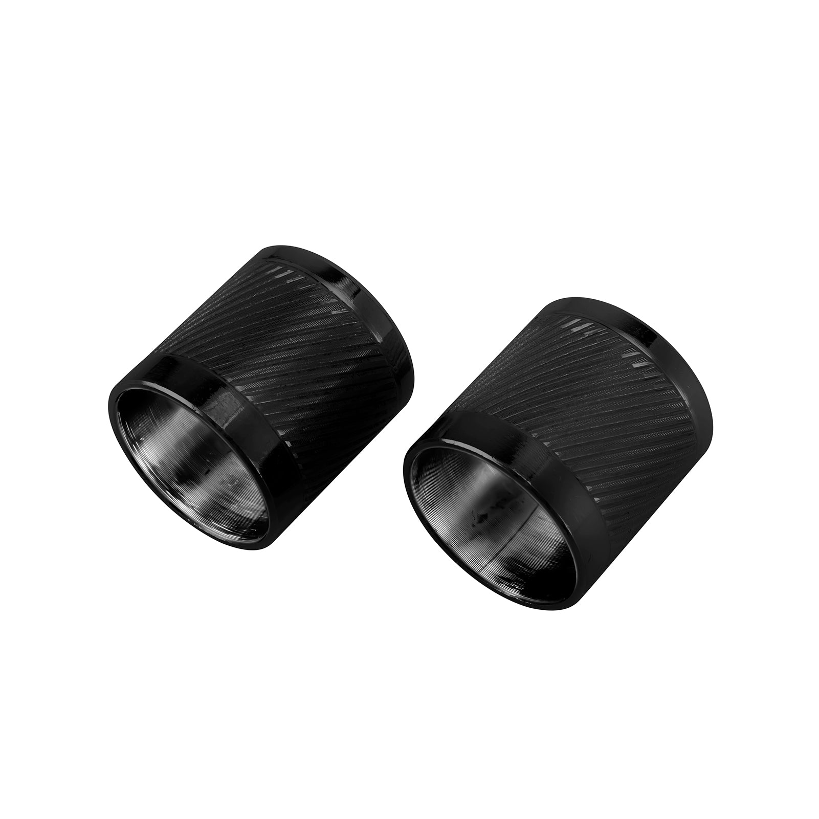 1994-2024 Harley Touring Softail Dyna 2Pcs Gloss Black Knurling of Beveled Cuts Short Docking Hardware Covers