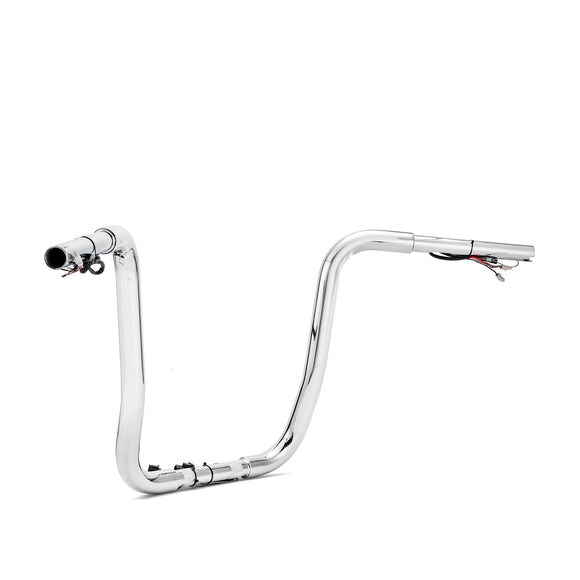 Chrome 14" Rise Pre - Wired Handlebar for 2011 - 2024 Harley Softails & 2015 - Later Harley Touring Road King - Mofun - 90101661