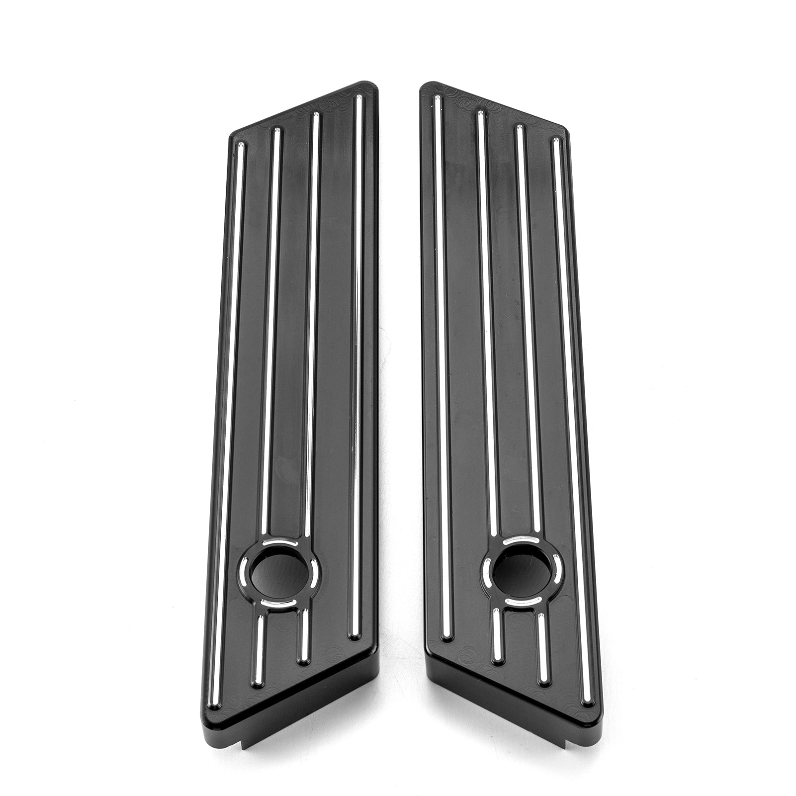 2014-2022 Street Glide FLHX CVO Limited FLHTKSE Black Aluminum Saddlebag Latch Cover | Horizontal Stripes-4