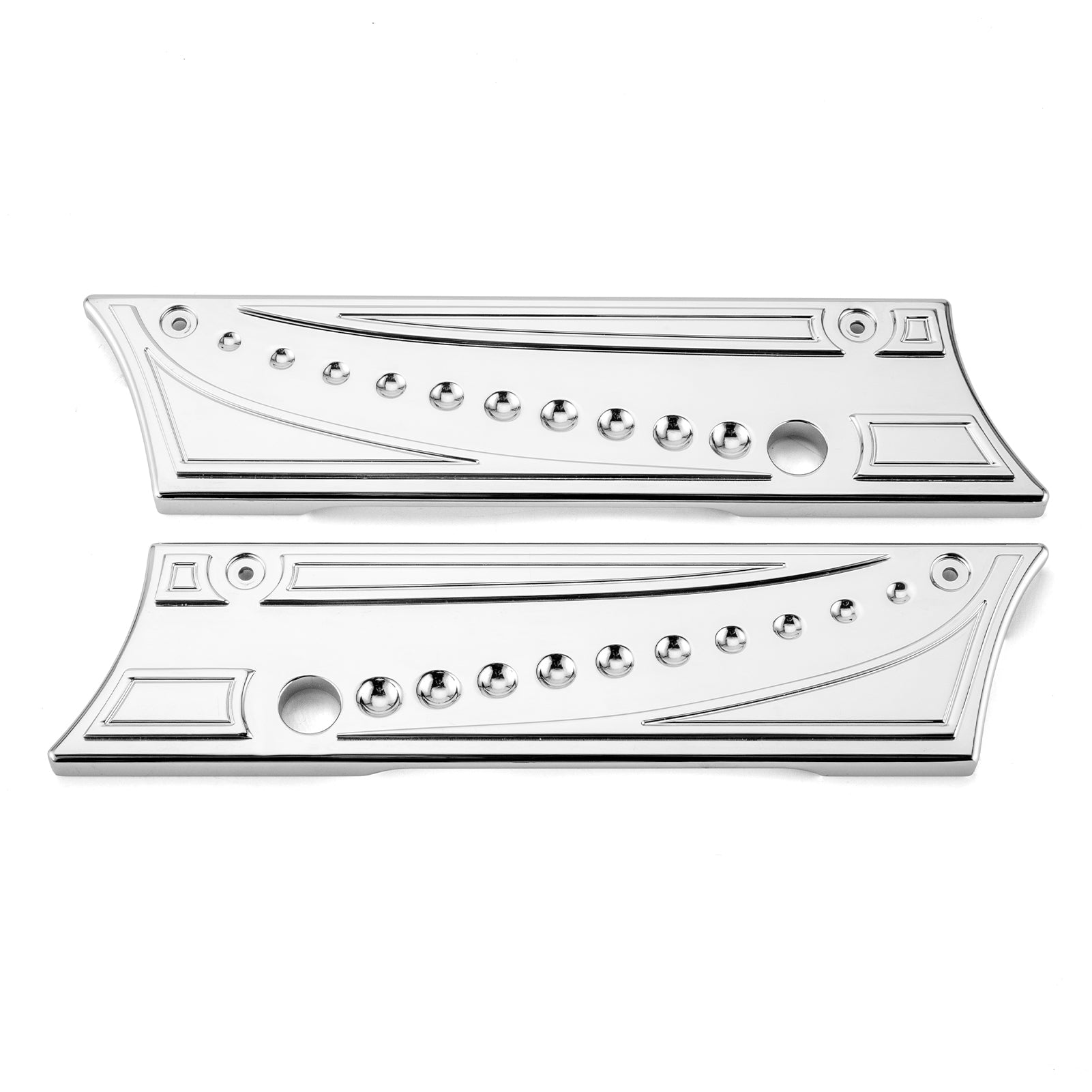 1993-2013 Harley Road King Road Glide Aluminum Chrome Juxtaposition Type Dotted Pattern Saddlebag Latch Cover