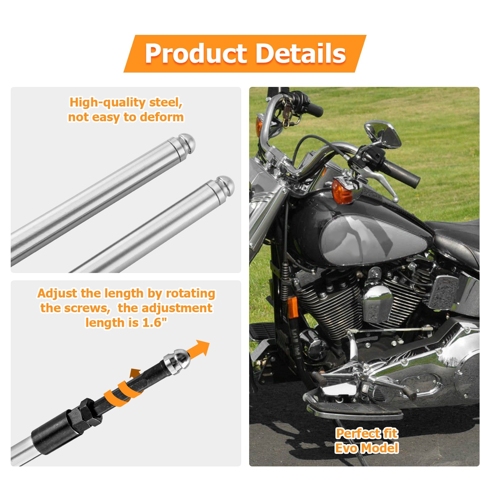 1984 - 1999 Harley Evo Evolution Big Twin Quick Adjustable Pushrod Set - Mofun - 90520033