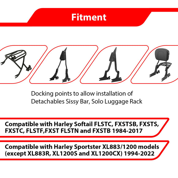 1984 - 2017 Harley Softail FLST FXST & 1994 - 2022 Harley Sportster XL883/1200 HoldFast Docking Hardware Kit - Mofun - 90303014