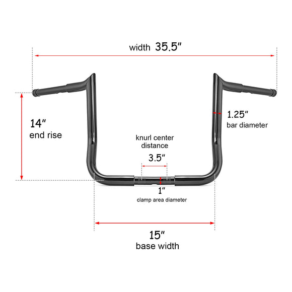 1986 - 2023 Harley Touring FLHT FLHX Rise 14" Clamp 1" Ape Hanger Meathook Handlebar - Mofun - HD084 - E
