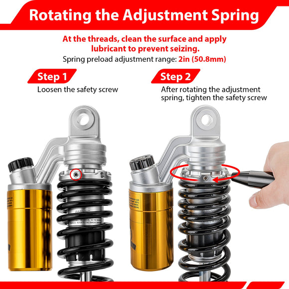 1991 - 2017 Harley Dyna & 1988 - 2022 Harley Sportster Models 12" Remote Reservoir Piggyback Rear Shocks - Mofun - 90105035