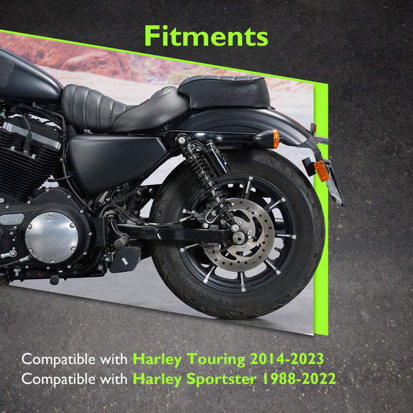 1991 - 2017 Harley Dyna & 1988 - 2022 Harley Sportster Models 13.4" Remote Reservoir Piggyback Rear Shocks - Mofun - 90105037