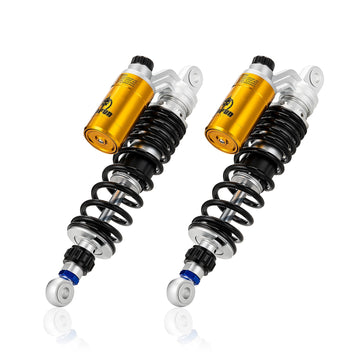 1991 - 2017 Harley Dyna & 1988 - 2022 Harley Sportster Models 13.4" Remote Reservoir Piggyback Rear Shocks - Mofun - 90105036