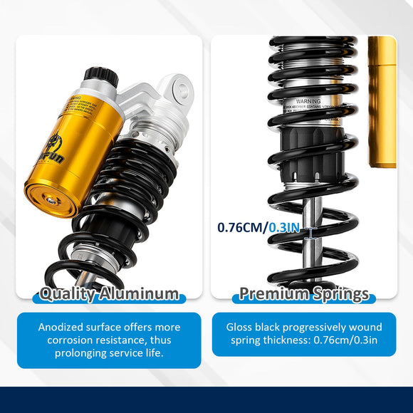 1991 - 2017 Harley Dyna & 1988 - 2022 Harley Sportster Models 13.4" Remote Reservoir Piggyback Rear Shocks - Mofun - 90105037