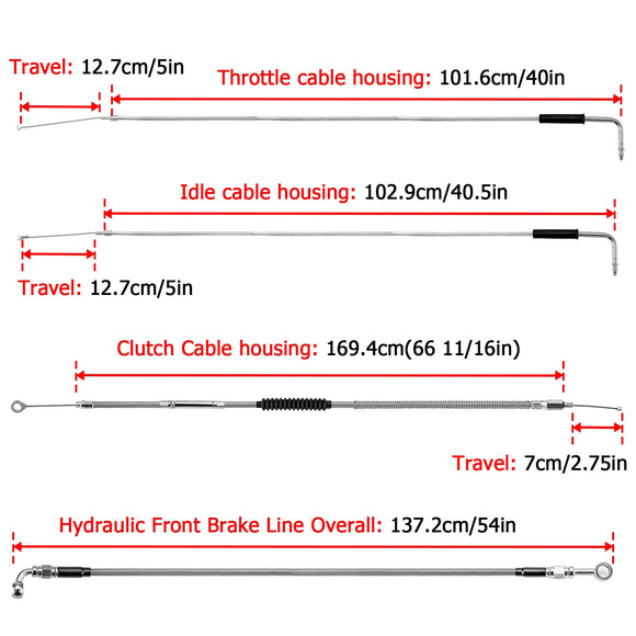 1993 - 2005 Harley Dyna Wide Glide 12" Ape Monkey Bar Handlebar with Non - ABS Cable Kit - Mofun - 90101001+90109225