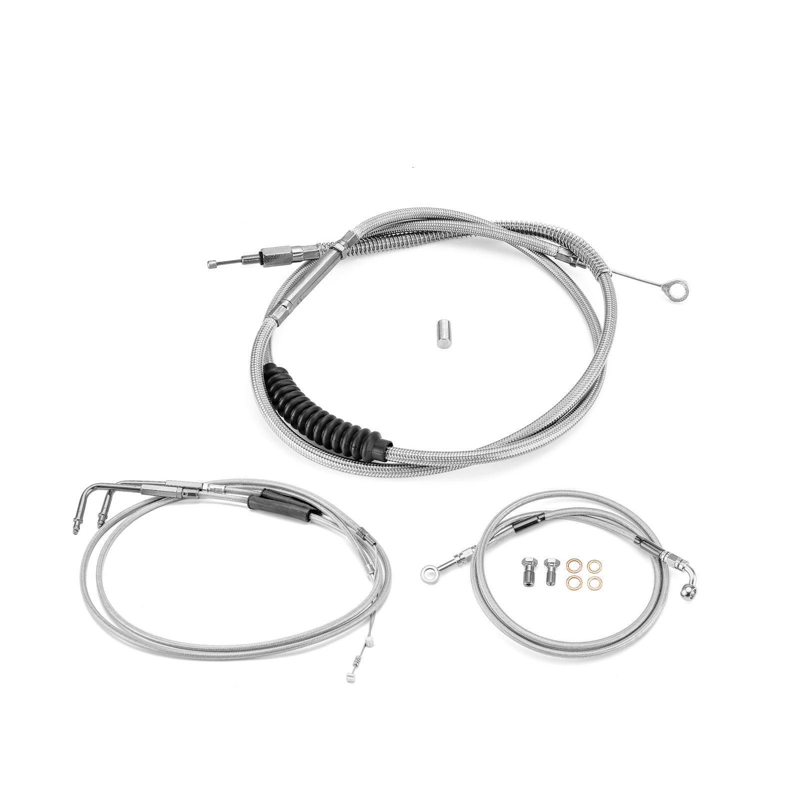 1993 - 2005 Harley Dyna Wide Glide FXDWG Chrome 12" Monkey Bagger Bar Handlebar with Non - ABS Cable Kit - Mofun - 90101171+90109225