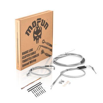 1993 - 2005 Harley Dyna Wide Glide FXDWG Non - ABS Extended Handlebar Throttle and Idle Cable&Clutch Cable&Front Brake Line (for 12" - 14" Handlebar) - Mofun - 90109268