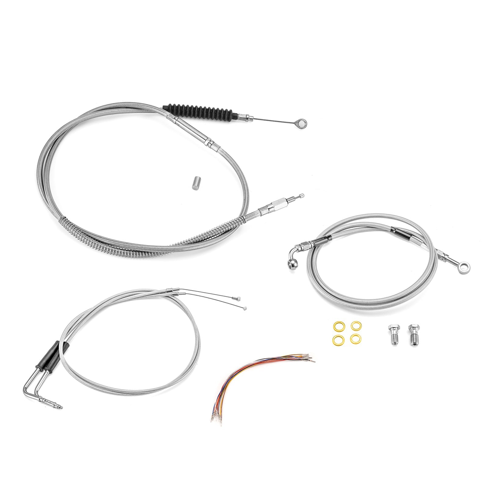 1993 - 2005 Harley Dyna Wide Glide FXDWG Non - ABS Extended Handlebar Throttle and Idle Cable&Clutch Cable&Front Brake Line (for 8