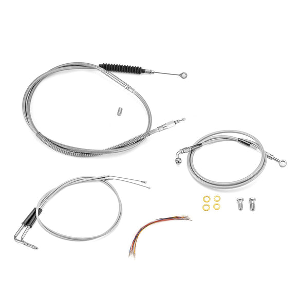 1993 - 2005 Harley Dyna Wide Glide FXDWG Non - ABS Extended Handlebar Throttle and Idle Cable&Clutch Cable&Front Brake Line (for 8" - 10" Handlebar) - Mofun - 90109267
