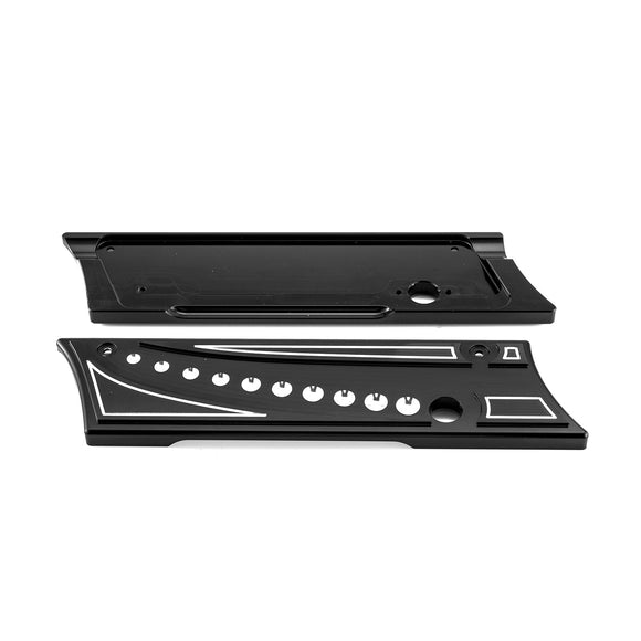 1993 - 2013 Harley Road King Road Glide Aluminum Black Juxtaposition Type Dotted Pattern Saddlebag Latch Cover - Mofun - 90705008