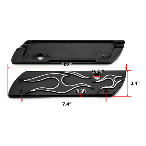 1993 - 2013 Harley Road King Street Glide Aluminum Black Flame Pattern Saddlebag Latch Cover - Mofun - 90705006