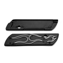 1993 - 2013 Harley Road King Street Glide Aluminum Black Flame Pattern Saddlebag Latch Cover - Mofun - 90705006