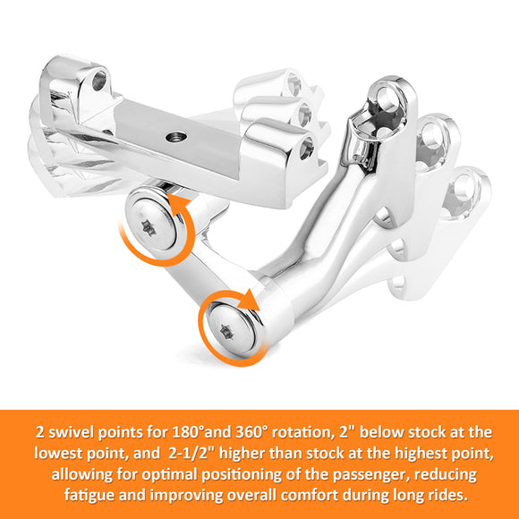 1993 - later Harley Touring Models Chrome Zinc Alloy Rear Passenger Adjustable Floorboard Mount - Mofun - 90406005