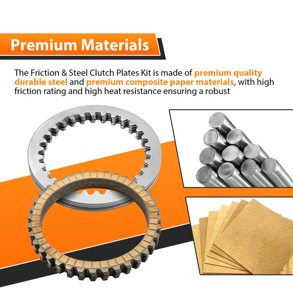 1994 - 1997 Harley Davidson Sportster XL Touring Softail Dyna & FXR Big Twin Models Clutch Steel Plate & Clutch Friction Plates Kit - Mofun - 90507008