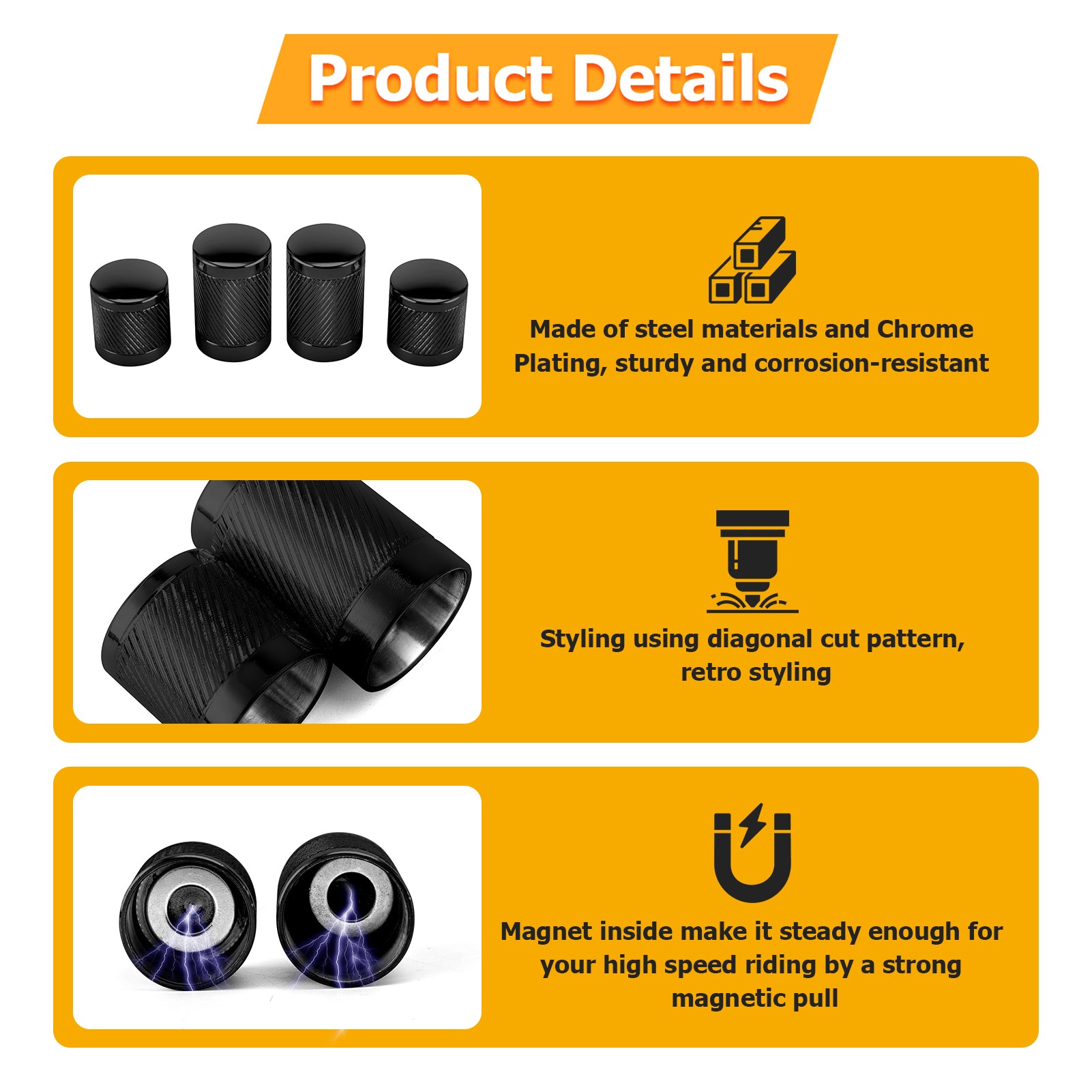 1994 - 2024 Harley Davidson Touring Gloss Black Knurling of Beveled Cuts Docking Hardware Covers - Mofun - 90703009