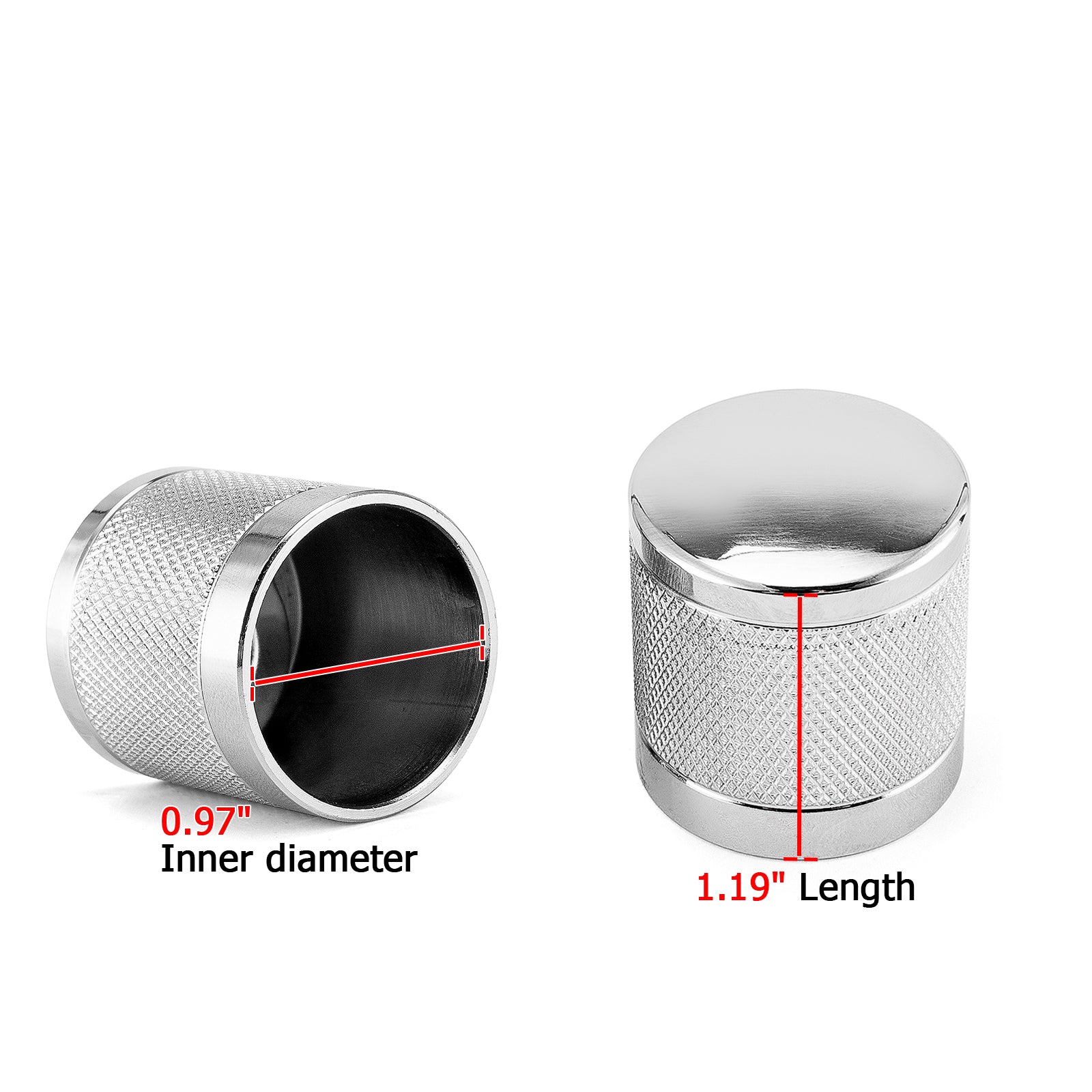 1994 - 2024 Harley Touring Softail Dyna 2Pcs Chrome Knurled Short Docking Hardware Covers - Mofun - 90703014