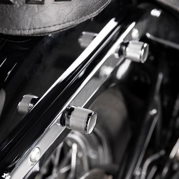 1994 - 2024 Harley Touring Softail Dyna 2Pcs Chrome Knurled Short Docking Hardware Covers - Mofun - 90703014