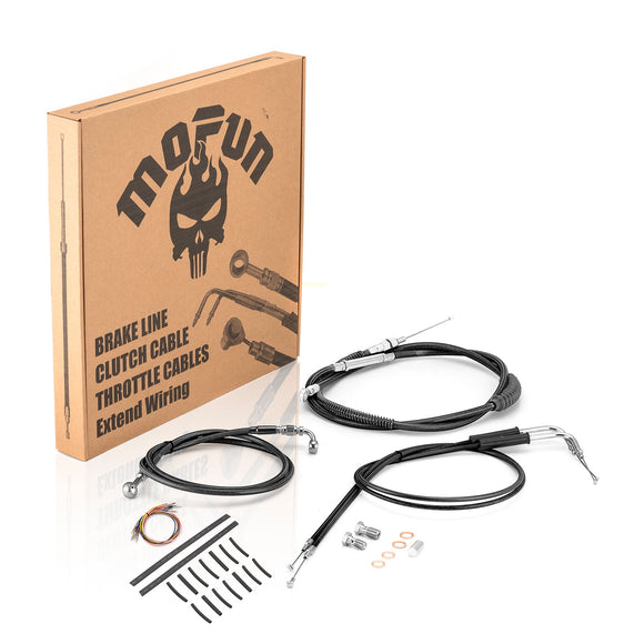 1996 - 2003 Harley Sportster XLH 883 / XLH 1200 Non - ABS Extended Handlebar Throttle and Idle Cable&Clutch Cable&Front Brake Line (for 12" - 14" Handlebar) - Mofun - 90109270