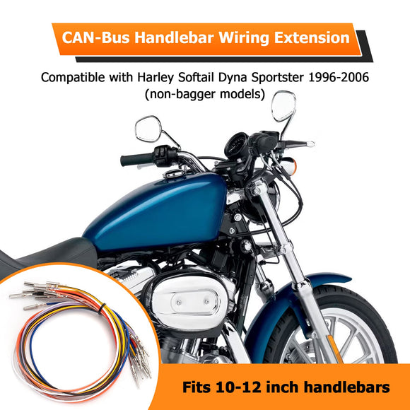 1996 - 2006 Harley Softail Dyna Sportster Plug&Play 10" 12" Handlebar Extension Wire W/ Throttle - By - Wire Extend - Mofun - 90107047