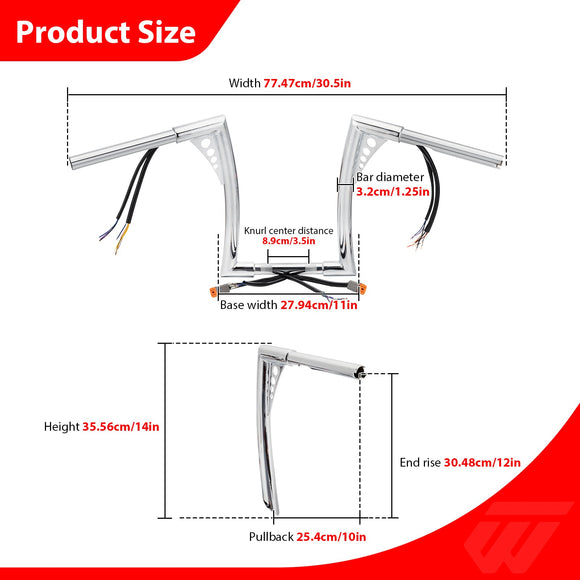 1996 - 2006 Harley Sportster Softail Dyna 12" Pre - wired Ape Bar Handlebar - Mofun - 90101702