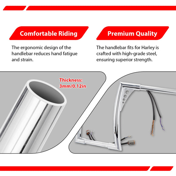 1996 - 2006 Harley Sportster Softail Dyna 12" Pre - wired Ape Bar Handlebar - Mofun - 90101702