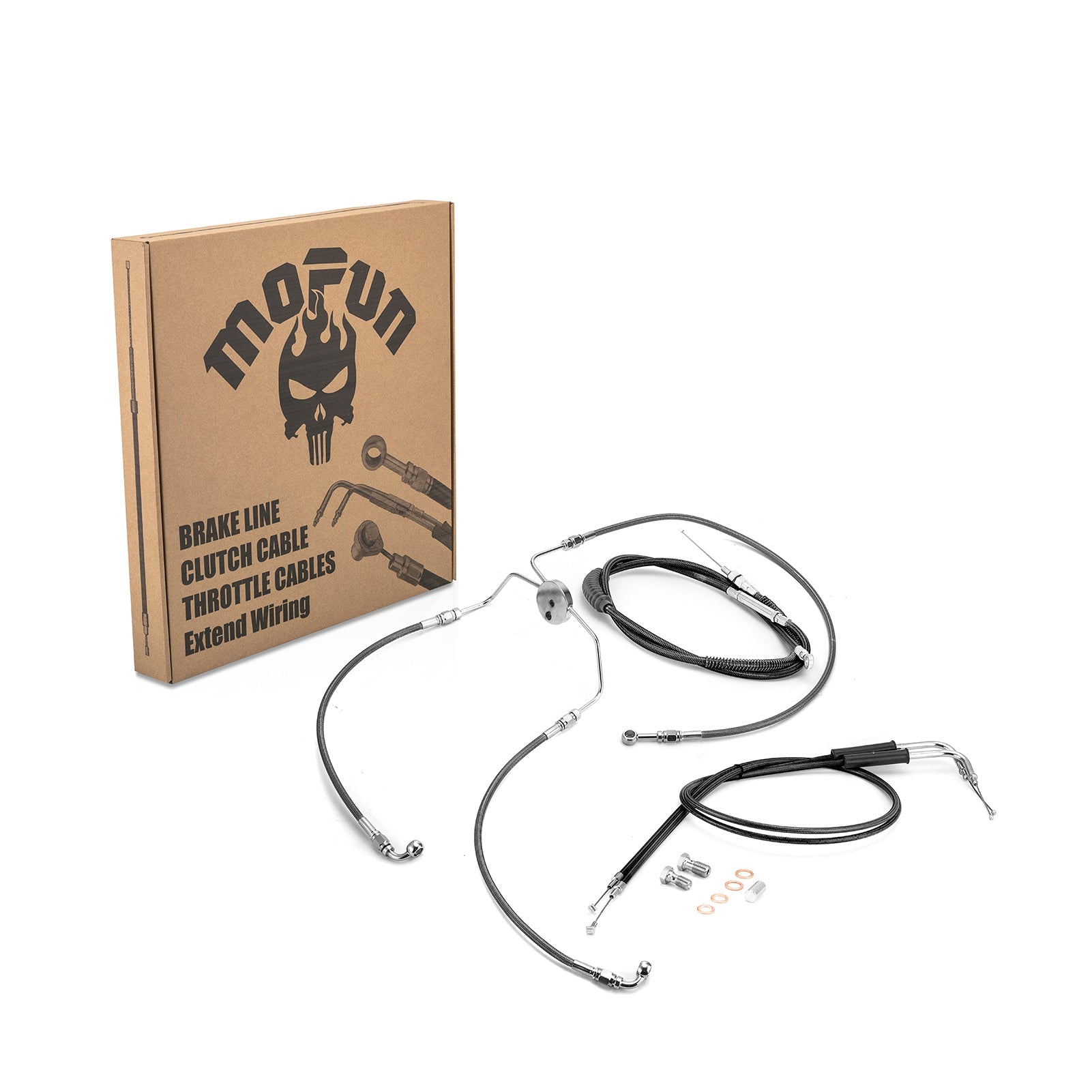 1996 - 2006 Harley Touring Extended Length Non - ABS Hydraulic Front Brake Line, Throttle and Idle Cable and Clutch Cable Kit (for 12