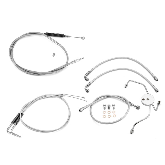1996 - 2006 Harley Touring Extended Length Non - ABS Hydraulic Front Brake Line, Throttle and Idle Cable and Clutch Cable Kit (for 16" - 18" Handlebar without ABS) - Mofun - 90109204