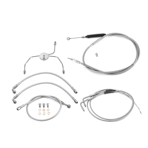 1996 - 2006 Harley Touring Extended Length Non - ABS Hydraulic Front Brake Line, Throttle and Idle Cable and Clutch Cable Kit (for 16" - 18" Handlebar without ABS) - Mofun - 90109204