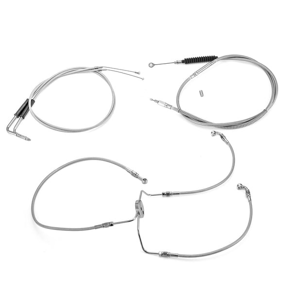 1996 - 2006 Harley Touring Road Glide/Road King Extended Length Non - ABS Hydraulic Front Brake Line, Throttle and Idle Cable and Clutch Cable Kit (for 16" - 18" Handlebar Non - ABS) - Mofun - 90109216