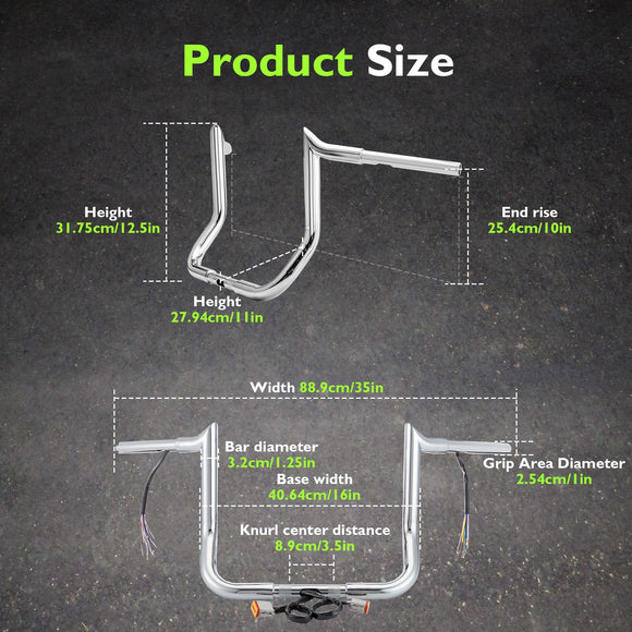 1996 - 2006 Harley Touring with Batwing Fairing Models 10" Pre - wired Bagger Ape Bar - Sharp Handlebar - Mofun - 90101711