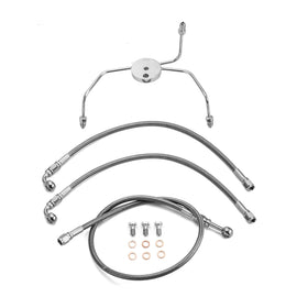 1996 - 2007 Harley Touring Non - ABS Models Extended Length Stainless Steel Hydraulic Front Brake Line Kit (for 16" - 18" Handlebar) - Mofun - 90110003