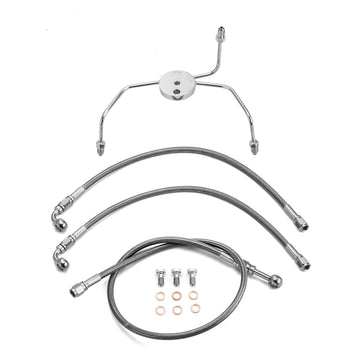 1996 - 2007 Harley Touring Non - ABS Models Extended Length Stainless Steel Hydraulic Front Brake Line Kit (for 16" - 18" Handlebar) - Mofun - 90110003