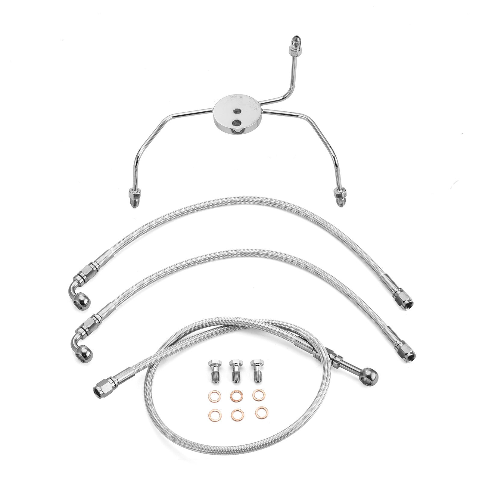 1996 - 2007 Harley Touring Non - ABS Models Extended Length Stainless Steel Hydraulic Front Brake Line Kit (for 16
