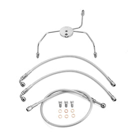 1996 - 2007 Harley Touring Non - ABS Models Extended Length Stainless Steel Hydraulic Front Brake Line Kit (for 16" - 18" Handlebar) - Mofun - 90110004