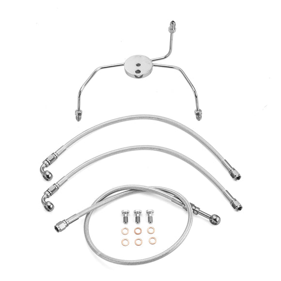 1996 - 2007 Harley Touring Non - ABS Models Extended Length Stainless Steel Hydraulic Front Brake Line Kit (for 16" - 18" Handlebar) - Mofun - 90110004