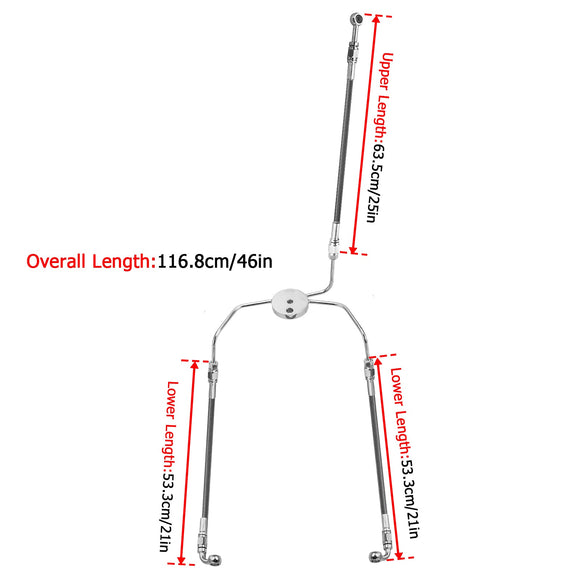 1996 - 2007 Harley Touring Non - ABS Models Extended Length Stainless Steel Hydraulic Front Brake Line Kit (for 16" - 18" Handlebar) - Mofun - 90110004