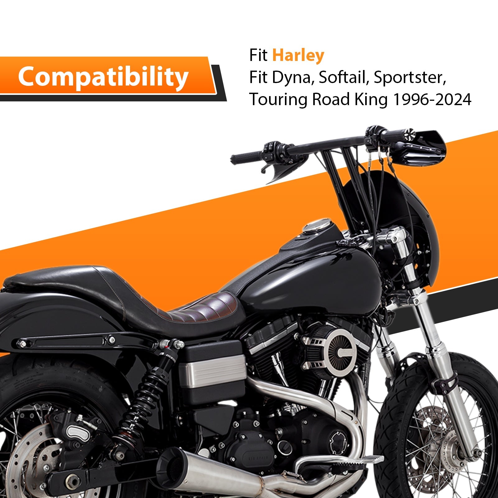 1996 - 2024 Harley - Davidson Dyna/Softail/Sportster Chrome 8" Rise T - Bar Handlebar - Mofun - 90101293