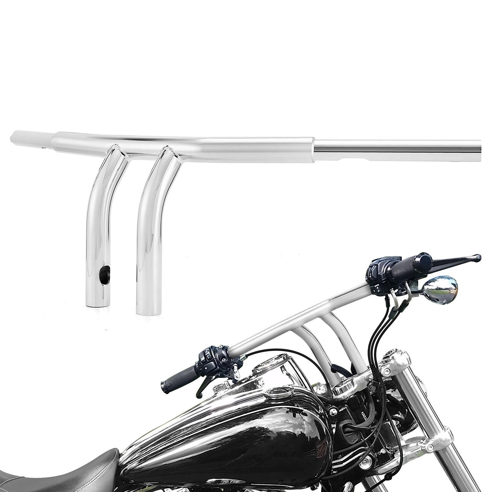 8in Rise Bars 1996-2024 Harley-Davidson Dyna/Softail/Sportster Chrome 8