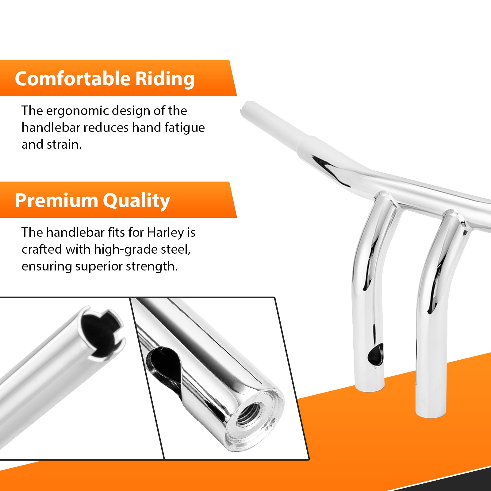 1996 - 2024 Harley - Davidson Dyna/Softail/Sportster Chrome 8" Rise T - Bar Handlebar - Mofun - 90101293