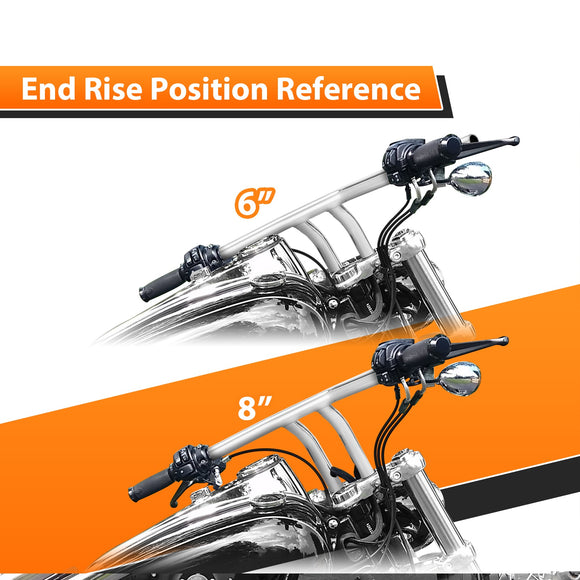 1996 - 2024 Harley - Davidson Dyna/Softail/Sportster Chrome 8" Rise T - Bar Handlebar - Mofun - 90101293