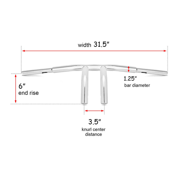 1996 - 2024 Harley Davidson Triple Chrome 6" Rise T - Bar Handlebar - Mofun - 90101291