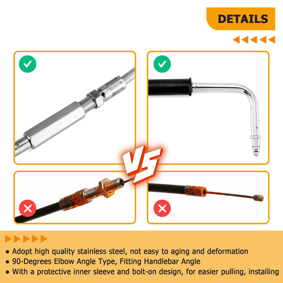 1996 - UP Harley - Davidson FXST FLST XL Chrome 42" Extended Length Throttle and Idle Cable Kit - Mofun - 90111004
