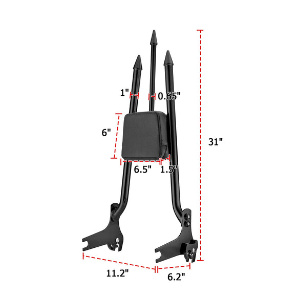 1997 - 2008 Harley Road King Electra Glide Standard Detachable 31" Passenger Backrest Sissy Bar - Mofun - 90302116