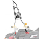 1997 - 2008 Harley Touring Chrome 27" Dual Sharp - Angle Passenger Backrest Sissy Bar - Mofun - 90302113