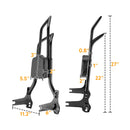 1997 - 2008 Harley Touring Gloss Black Quick Detachable 27" Dual Sharp - Angle Passenger Backrest Sissy Bar - Mofun - 90302114