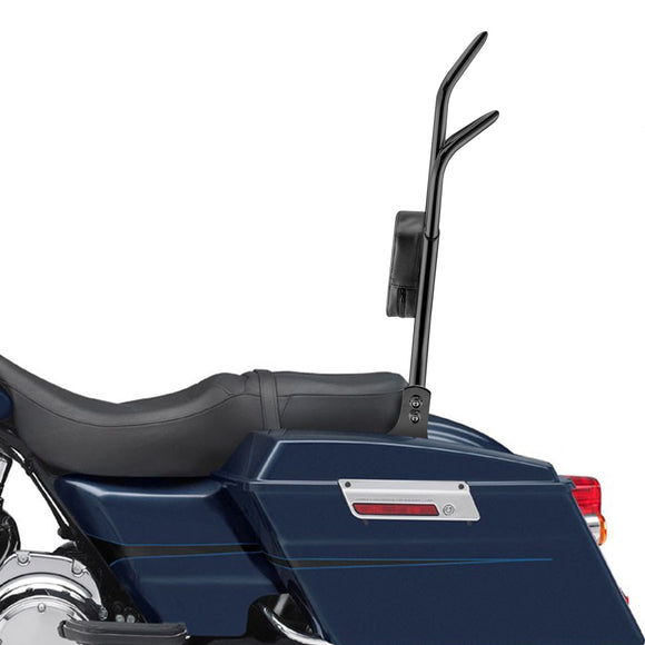 1997 - 2008 Harley Touring Gloss Black Quick Detachable 27" Dual Sharp - Angle Passenger Backrest Sissy Bar - Mofun - 90302114